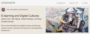 Screenshot from Coursera showing Digital Cultures course home page